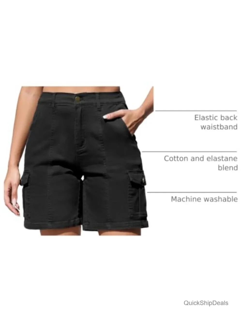 High Waisted Stretchy Bermuda Jean Shorts 7 Inch Inseam with Pockets